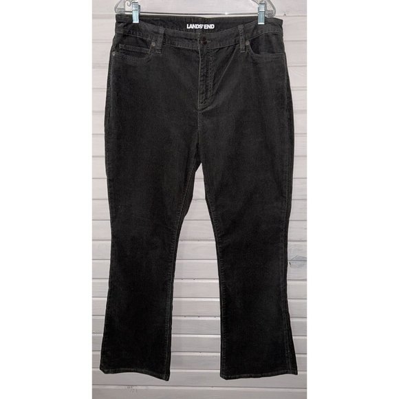Lands End Sz 16 Women's Mid Rise Corduroy Bootcut Pants Dark Gray 502111 EUC - Picture 1 of 10